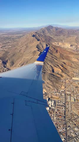A view from an airplane over Franklin Mountains in El Paso, Texas USA