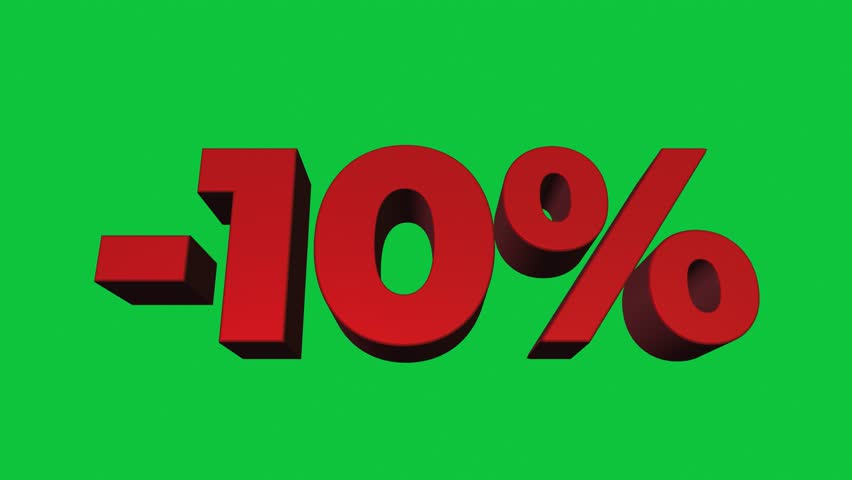 Red 3D minus 10 percent tilting forward and backward on green in a seamless loop