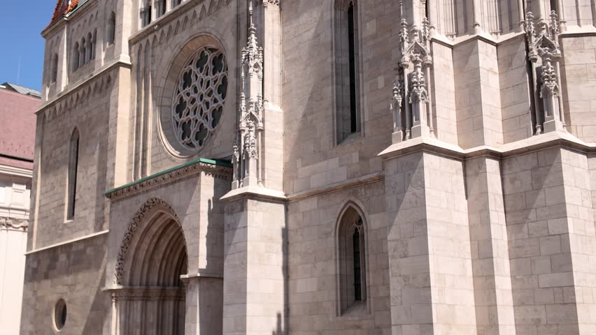 Architectural detail of Matthias Church, a Roman Catholic church located in Buda