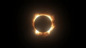 Total Solar Eclipse with Moon Blocking Light from the Sun as it Passes in Front of the Earth Creating Ring of Fire. Space Science Clip on Black Background VFX. - Powered by Shutterstock - Get 15% off with code: PIKWIZARD15