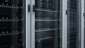 Close-up of Server Rack with SSD with Blinking Lights in Modern Data Center. Vast Amount of Data Being Processed for LLM Training. AI, Data Center, Supercomputer and Advanced Cloud Computing Concept - Powered by Shutterstock - Get 15% off with code: PIKWIZARD15