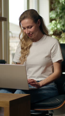 Relaxed Caucasian business woman girl end work closing laptop drinking coffee businesswoman female finish online job done closed computer resting success break meditation relaxation deadline at home