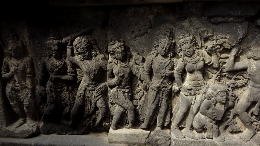 Carved Asian Statues at Prambanan Temple, Yogyakarta, Indonesia