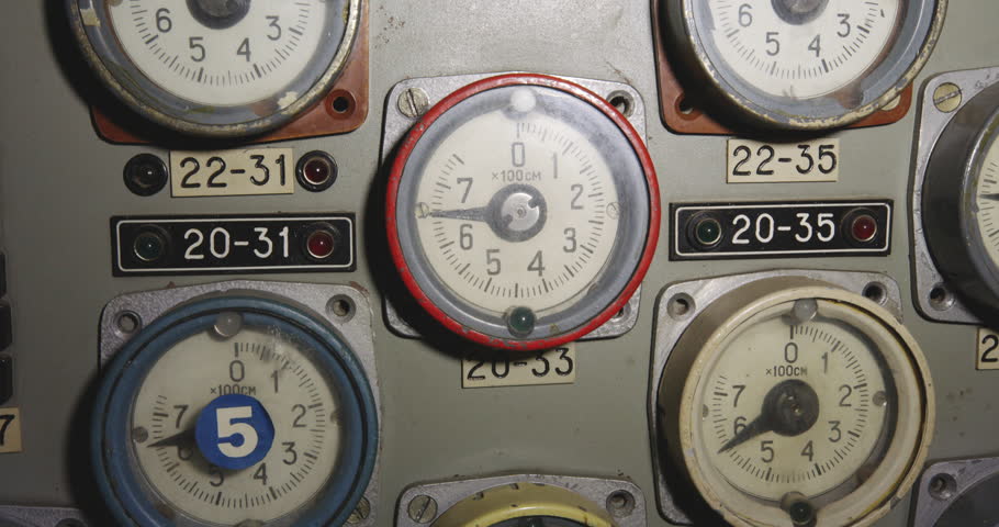 Dials And Indicators Inside The Control Room 3 In Chernobyl Nuclear Power Plant, Ukraine. Tracking Shot