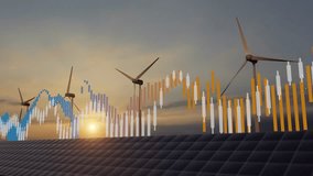 Financial growth diagram with business data, sustainable energy solar panel background.. - Powered by Shutterstock - Get 15% off with code: PIKWIZARD15