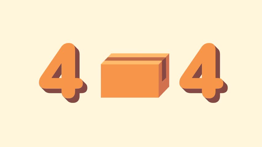 A quirky box-inspired 404 error page where the middle digit is replaced with a cardboard box, symbolizing misplaced or lost digital storage