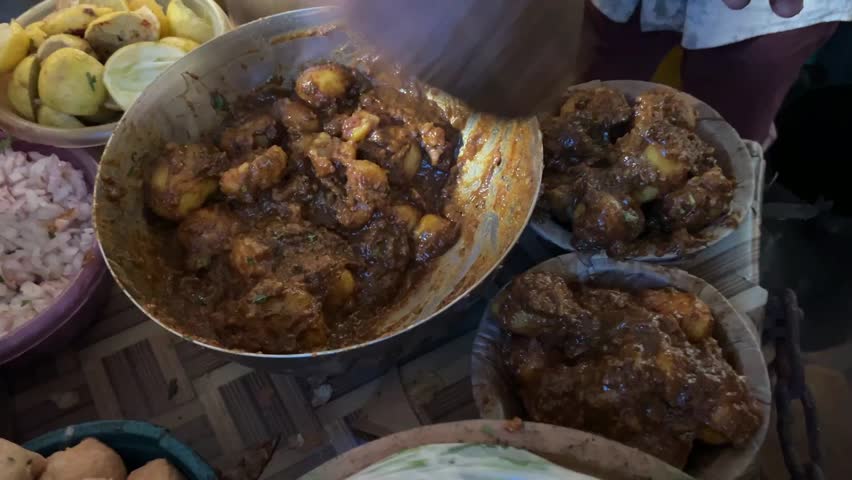 Special alu dum for puchka at the streets of Kolkata, India