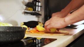 Chopping vegetables for a delicious meal in a modern kitchen environment - Powered by Shutterstock - Get 15% off with code: PIKWIZARD15