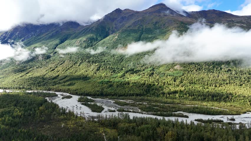 Drone Orbit of Chugach Mountains in Chugach State Park