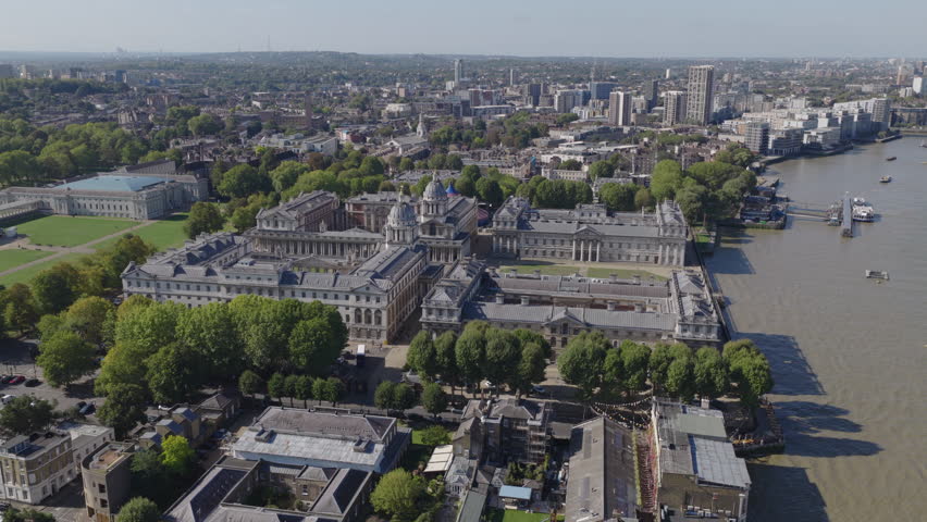 Aerial view of the Old Royal Naval College located in Greenwich, London