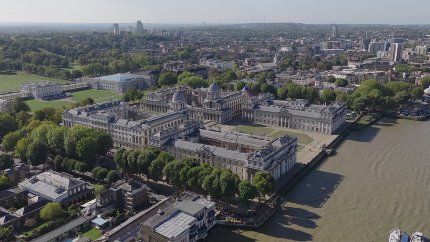 Aerial view of the Old Royal Naval College located in Greenwich, London