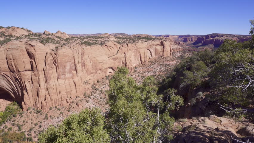 Navajo National Monument in Navajo Nation territory, Arizona. Betatakin ruins in Betatakin Canyon with autumn aspen. One of three well-preserved cliff dwellings of the Ancestral Puebloan people.