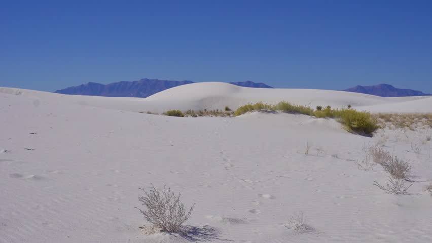 White Sands National Park in New Mexico. A field of white sand dunes composed of gypsum crystals, the largest of its kind on Earth. 