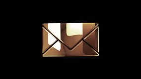 Envelope email and mail message golden metal shine rotating symbol concept. Glowing and reflection light icon abstract. Seamless looped rotate 3d animation. - Powered by Shutterstock - Get 15% off with code: PIKWIZARD15