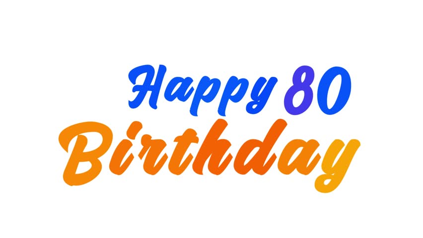 Animated Happy 80th Birthday Graphic – Classic Motion Design for 80-Year Celebration