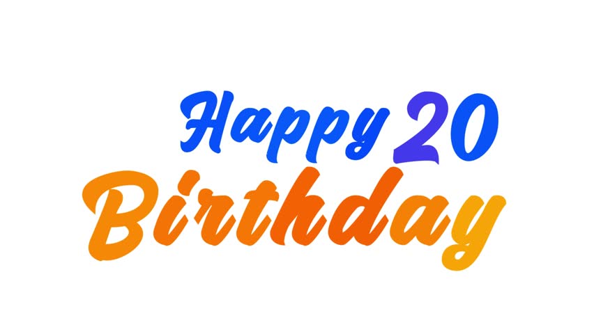 Animated Happy 20th Birthday Graphic – Colorful Motion Text for Twentieth Celebration