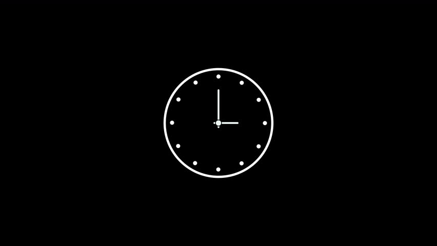Analog clock animation with transparent background, wall clock ticking animation, clock moving needles with Alpha channel in 4k.
