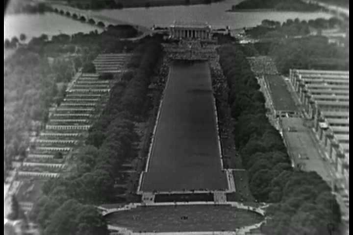 1960s - The 1963 March on Washington civil rights rally. Burt Lancaster speaks.