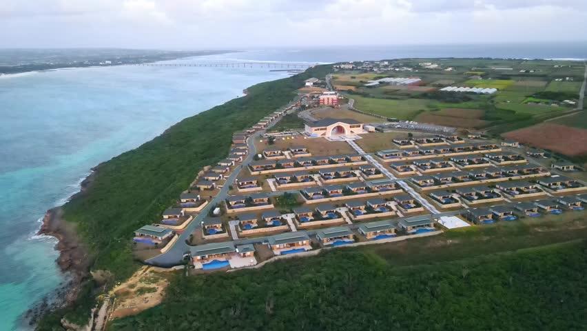 Drone aerial photography of a tropical resort hotel