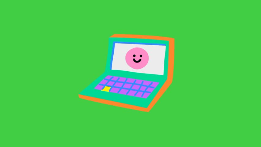 Mini sticker animation with green background.