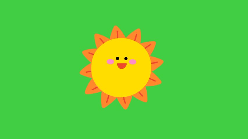 Mini sticker animation with green background.