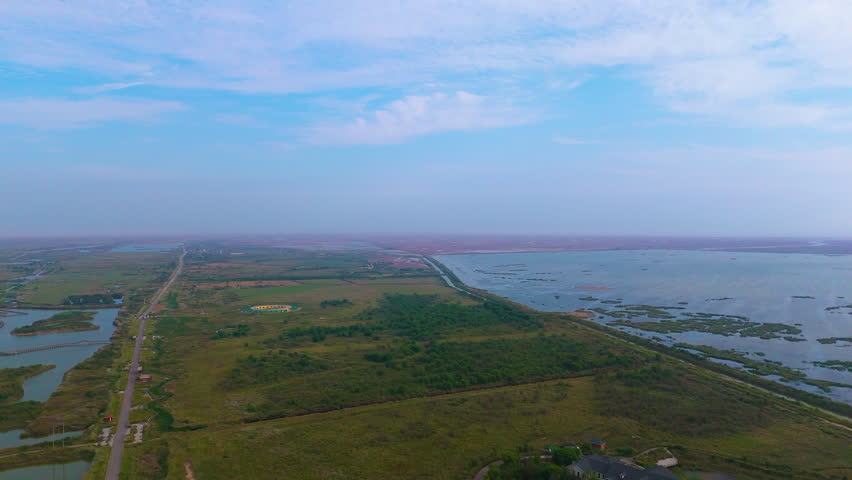 Aerial View of Yellow River National Wetland Park Natural Landscape