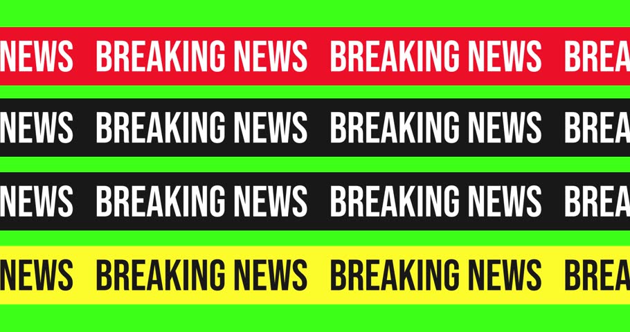 Animation line strip breaking news infinite loop with chroma key green screen