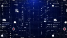 The video features smooth animations of encrypted connections, holographic of UI Modern Cyber Security Analytics Interface Featuring Digital Protection Icons 4K motion Background - Powered by Shutterstock - Get 15% off with code: PIKWIZARD15