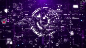 Futuristic Cyber Security Interface with Digital Data Analytics, Technology Icons, HUD circle and Dynamic of secure data systems and digital transformation 4k motion - Powered by Shutterstock - Get 15% off with code: PIKWIZARD15