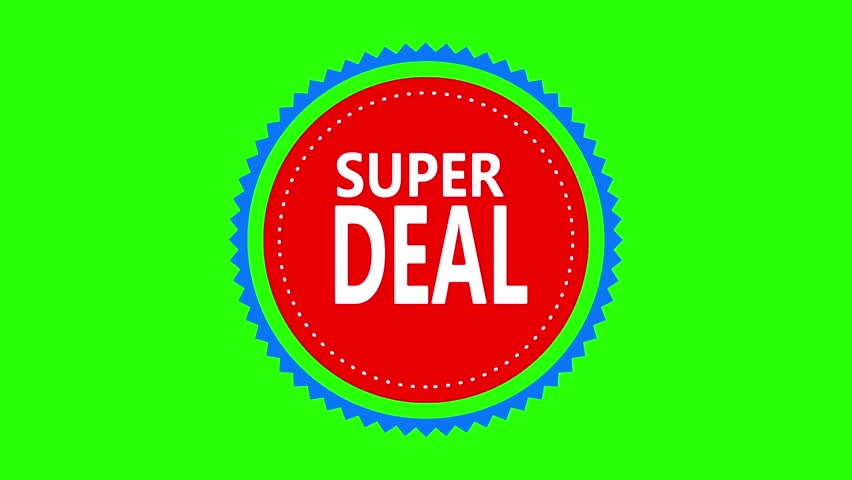 Bright super deal sale badge on green screen for promotion marketing
