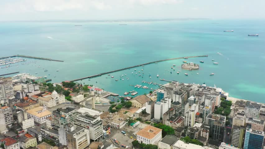 Aerial view of salvador, brazil, showcasing the coastline and cityscape