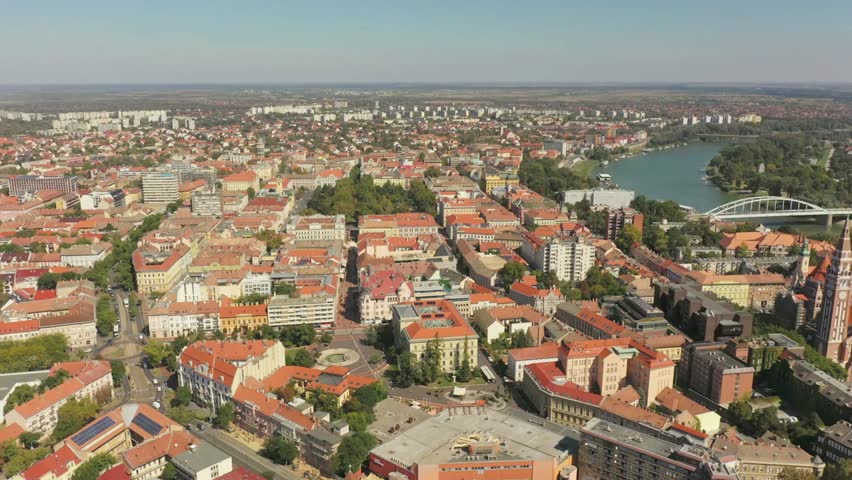Aerial view of szeged, hungary, showcasing its urban landscape and architecture