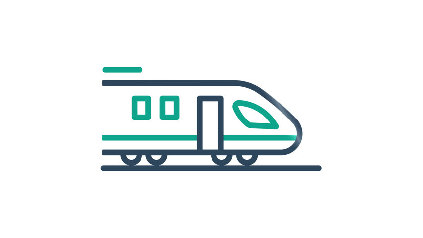 Train icon animation. Animated icon related to transportation, speed. suitable for user interface, provide visual feedback and more. Line animated icon style. Transparent background