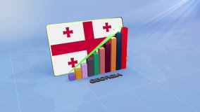 Georgia Economic Growth Showing 3D Bar Graph with Flag and Rising Green Arrow Developing Country Concept - Powered by Shutterstock - Get 15% off with code: PIKWIZARD15