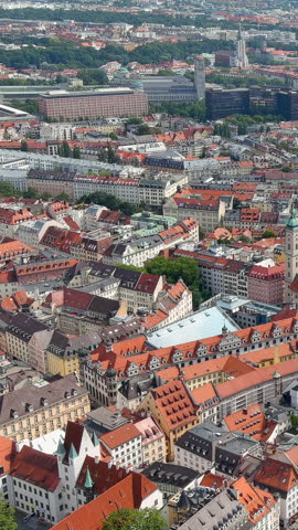 Breathtaking 4K aerial vertical video footage of Munich