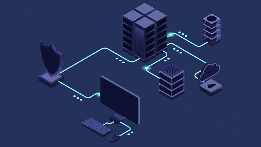 VPN protection with a shield animation. Virtual private network security technology concept. Cyber security. Isometric technology. 4K video animated in isometric style - Powered by Shutterstock - Get 15% off with code: PIKWIZARD15