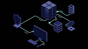 VPN protection with a shield animation. Virtual private network security technology concept. Cyber security. Isometric technology. Transparent background with alpha channel - Powered by Shutterstock - Get 15% off with code: PIKWIZARD15