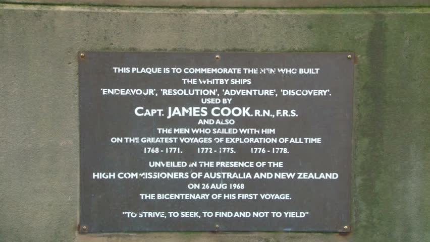 Statue of Captain James Cook statue in the town of Whitby in Yorkshire.