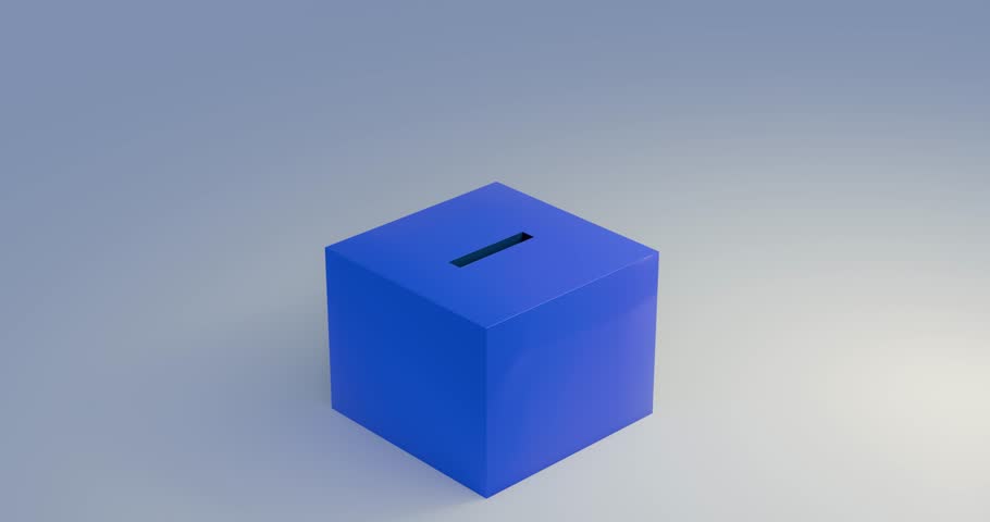 Vote box template on white background. 3d render video.