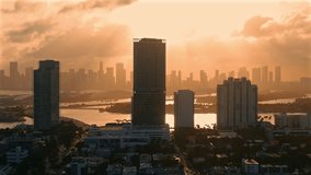 City Miami Skyline with Sunset Light Drone View - Powered by Shutterstock - Get 15% off with code: PIKWIZARD15