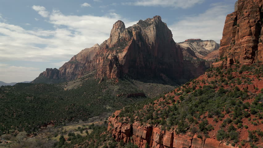 Zion National Park Massive Red Cliffs Utah Aerial View