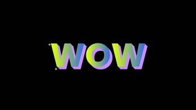 Animated of Bold colorful typography with the word WOW in gradient rainbow, soft shadow, and tiny stars. Perfect for eye-catching branding, promotions, and festive or celebratory visuals. - Powered by Shutterstock - Get 15% off with code: PIKWIZARD15