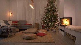 Festive Living Room Decorated for Christmas with Tree and Fireplace - Powered by Shutterstock - Get 15% off with code: PIKWIZARD15