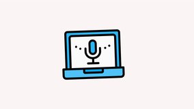 Animated podcast setup with blue laptop and microphone for easy podcast creation. Perfect for podcasters setting up their recording space.
 - Powered by Shutterstock - Get 15% off with code: PIKWIZARD15