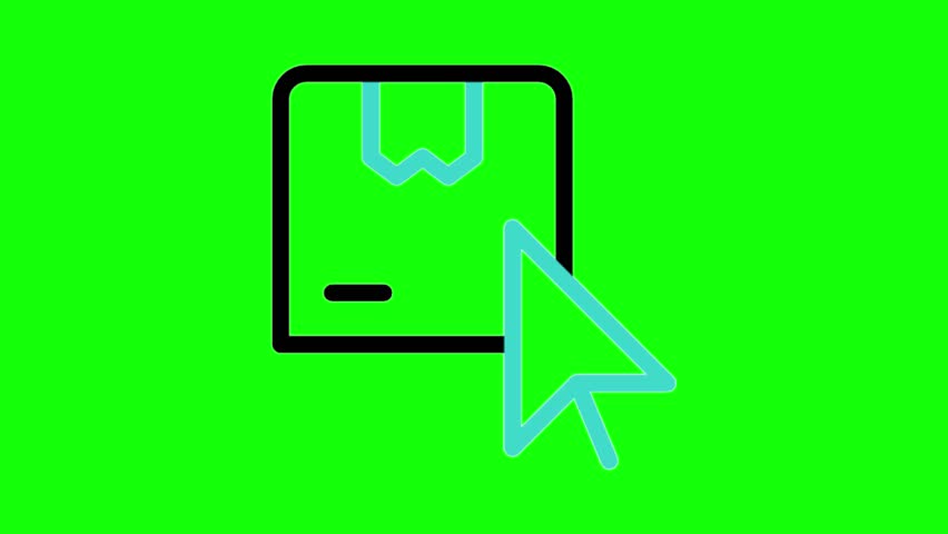 E Commerce Icon Animation on Green Screen Shopping Add to Cart Pay Online