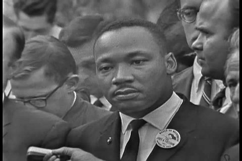 1960s - The 1963 March on Washington civil rights rally. Martin Luther King speaks.