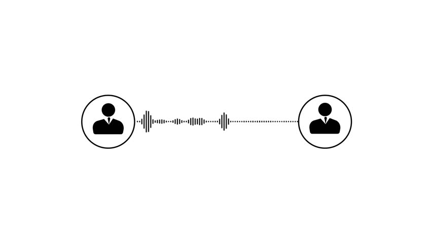 Corporate Communication Audio Waveform Animation with Virtual Meeting and Clean Interface. Animated Business Communication Audio Waveform Two Professionals Dialogue Corporate Connection.
