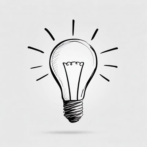 Creative light bulb sketch illustration symbolizing bright ideas, innovation, and inspiration. Perfect for design projects, presentations, and creative concept visuals.