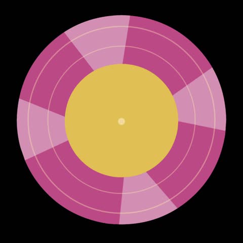 A cute pink vinyl record illustration with simple spinning animation, perfect for music-themed projects, retro designs, or creative media backgrounds.