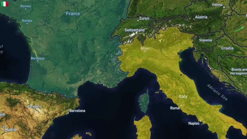 Italy to France 4K animated flight map — airplane route, travel promotion, and airline marketing video